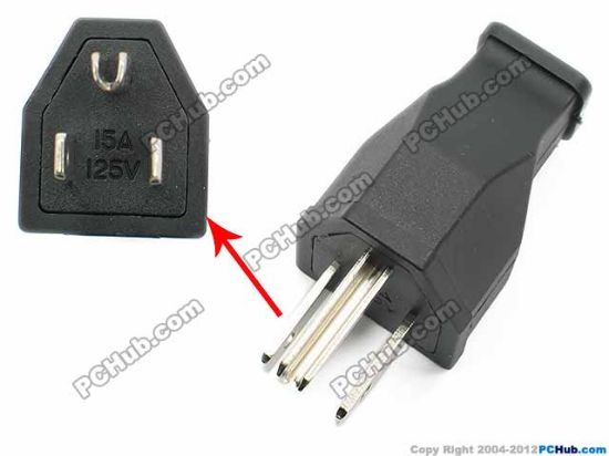 Picture of UPH Connector AC Plug & Socket Cord Plug, Type B, US, 3 pins, 15A