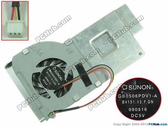 Picture of SUNON GB0506PDV1-A Cooling Fan  B4151.13.F.GN, w50x3x3, 5V Heatsink fan