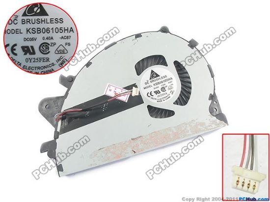 Picture of Delta Electronics KSB06105HA Cooling Fan  -AC87, DC 5V 0.40A, Bare Fan