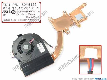 Picture of Lenovo Thinkpad X201 Tablet Series Cooling Fan  60Y5422,DC 5V 350mA, Heatsink fan, New