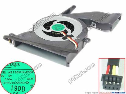 Picture of ADDA AB1305HX-PDB Cooling Fan  WJ7, DC5V 0.5A, Bare fan, Belt housing
