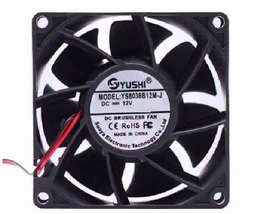 Picture of YS-8038-12040-2W 12V 0.40A, 80x80x38mm, 2 wire 2 pin Yushi YS8038B12M-J Server-OEM Fan
