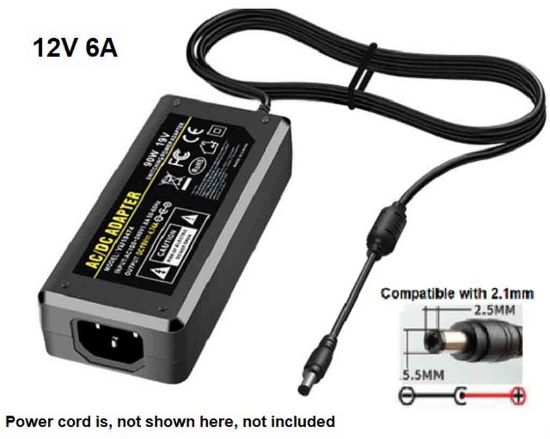 Picture of PCH OEM 12060, AC Adapter, 12V 6A, 5.5/2.5mm