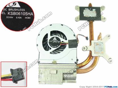Picture of HP Pavilion dv7-4000 Series Cooling Fan  KSB06105HA, -AC60, DC5V 0.40A, Coolingheatsink fan