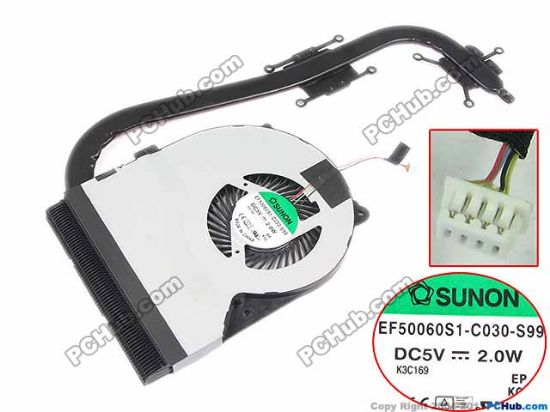 Picture of SUNON EF50060S1-C030-S99  Cooling Fan  13NB0151AM0101, DC5V 2.00W, Heatsink  fan, New