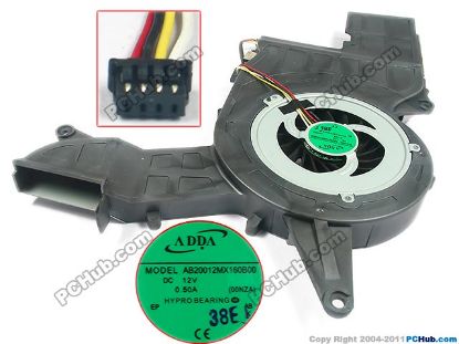 Picture of ADDA AB20012MX160B00 Cooling Fan  00NZA, DC12V 0.50A, Bare fan, New
