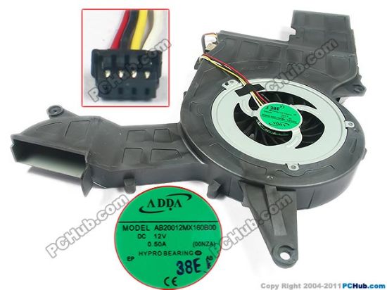 Picture of ADDA AB20012MX160B00 Cooling Fan  00NZA, DC12V 0.50A, Bare fan, New