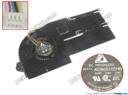 Picture of Delta Electronics KDB05105HB Cooling Fan  -CG02, DC5V 0.40A, Bare fan