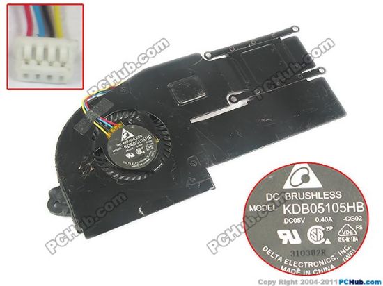 Picture of Delta Electronics KDB05105HB Cooling Fan  -CG02, DC5V 0.40A, Bare fan