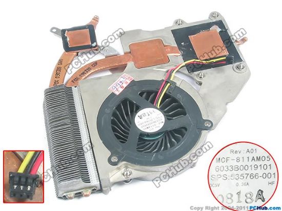 Picture of HP ProBook 4416s Cooling Fan  UDQF2HR02C1N, with Heatsink, For Discrete