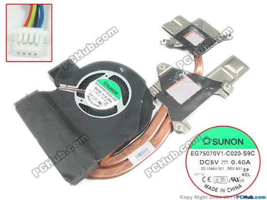 Picture of SUNON EG75070V1-C020-S9C Cooling Fan  60.4SA04.001, DC5V 0.40A, Cooling Heatsink fan