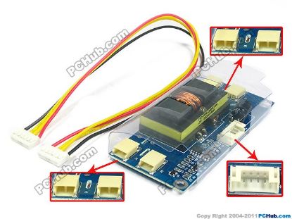 Picture of Other Brands Gold-04S2636V LCD Monitor /TV Inverter (Universal Use) 4-Lamp, 6-Pin, Gold-04S2636V, 90x40mm, For 15"-26