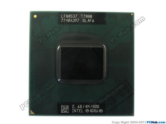 Picture of Intel SLAF6 Core 2 Duo Processor T7800 2.60GHz CPU (Old Type) T7800 2.60GHz / 4MB / 800MHz