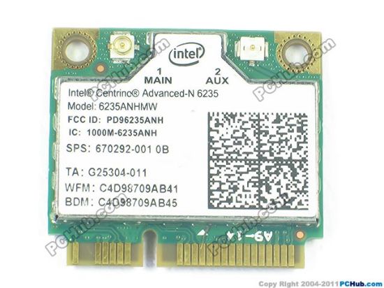 Picture of HP ProBook 4340s Wireless LAN Card 670292-001, Intel N 6235