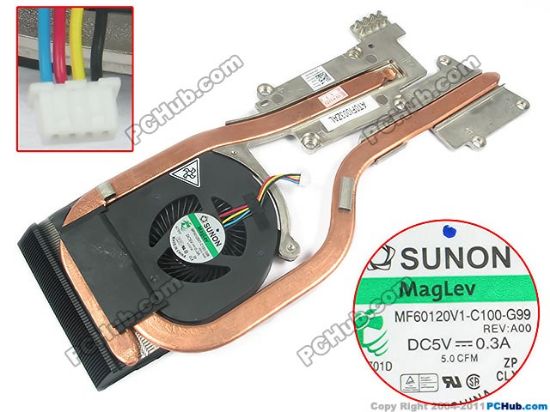 Picture of Dell Latitude E6520 Cooling Fan  with Heatsink  for Discrete, 9HYXD