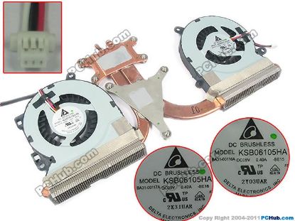 Picture of Delta Electronics KSB06105HA Cooling Fan  BA62-00632A, BA62-00632B, DC5V 0.40A, Heatsink fan
