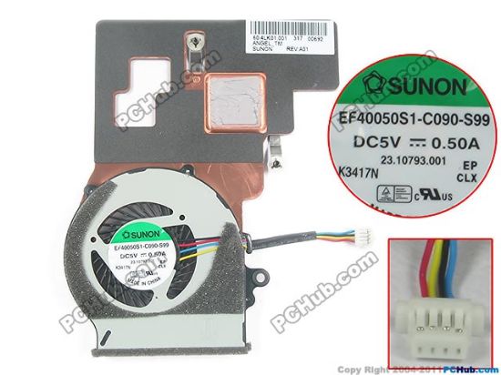 Picture of SUNON EF40050S1-C090-S99 Cooling Fan  DC5V0.50A, Heatsink fan, w20x4x4