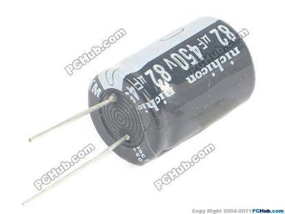 Picture of Nichicon Capacitor Electrolytic 400V - 450V 450v 82uF, 18x25mm Height