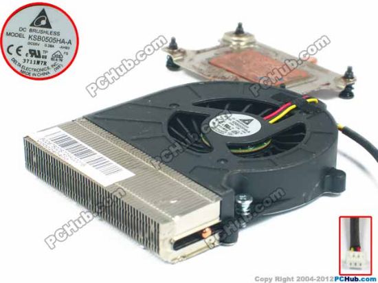Picture of Delta Electronics KSB0505HA-A Cooling Fan  V000240400, DC5V 0.38A,  heatsink fan