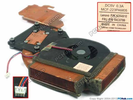 Picture of IBM Thinkpad R61 Series Cooling Fan  FRU P/N : 44C0799, 60x3x3, 5V 0.3A, Heatsink Fan
