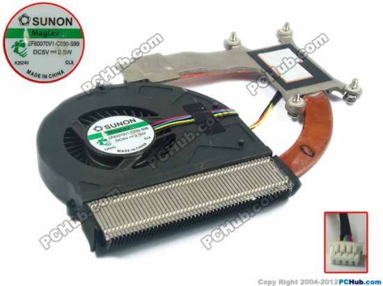 Picture of SUNON EF60070V1-C080-S99 Cooling Fan  w40x4x4, 5V 2.5W, Heatsink fan