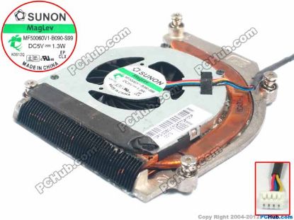 Picture of SUNON MF50060V1-B090-S99 Cooling Fan  w70x4x4, 5V 1.3W, Heatsink Fan 