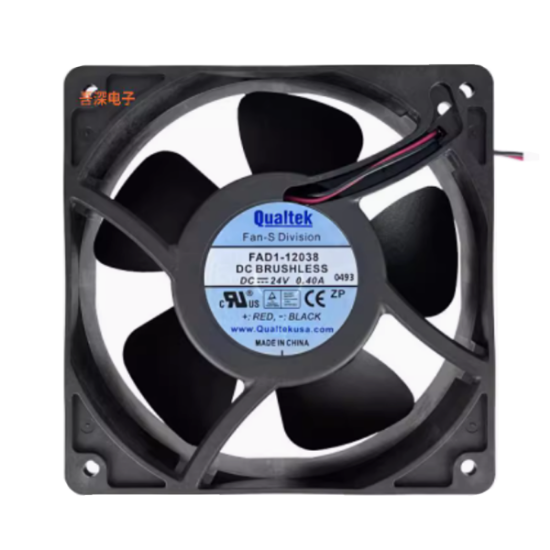 Picture of Qualtek FAD1-12038CBHW12 Server-Square Fan DC 24V 0.40A, 120x120x38mm, 2-wire 