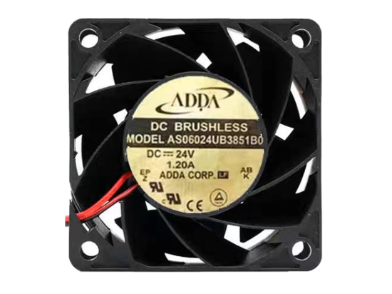 Picture of ADDA AS06024UB3851B0 Server-Square Fan DC 24V 1.20A, 60x60x38mm, 120mm, 2-Wire 2-Pinconnector