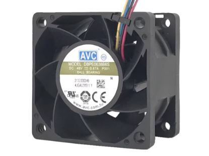 Picture of AVC DBPE0638B8S Server-Square Fan P001, DC 48V 0.87A, 60x60x38mm, 4-Wire