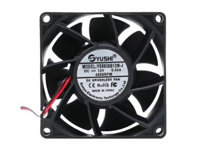 Picture of YS-8038-12090-2W 12V 0.90A, 80x80x38mm, 2 wire 2 pin Yushi YS8038B12M-J Server-OEM Fan