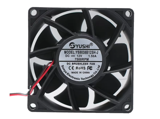 Picture of YS-8038-12150-2W 12V 1.50A, 80x80x38mm, 2 wire 2 pin  Yushi YS8038B12M-J Server-OEM Fan