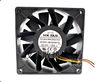 Picture of HK FAN AB12038V24 Server - Square Fan 01, sq120x120x38, 3w, DC 24V 1.2A