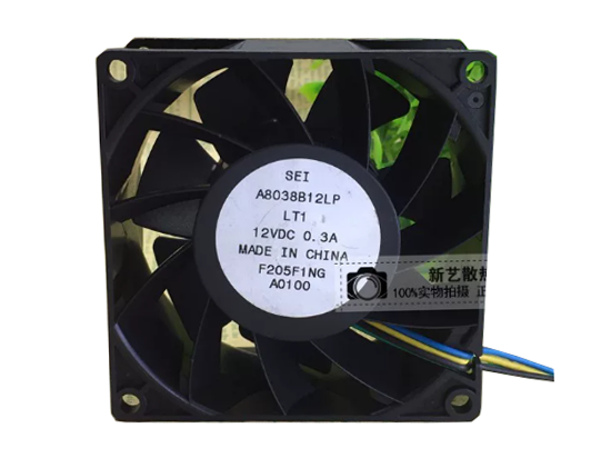 Picture of SEI A8038B12LP Server-Square Fan DC 12V 0.3A, 80x80x38mm, 4-Wire