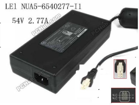 Picture of LEI / Leader NUA5-6540277 DC 54V 2.77A, 4-Hole tip, IEC C14  AC Adapter 20V & Above 
