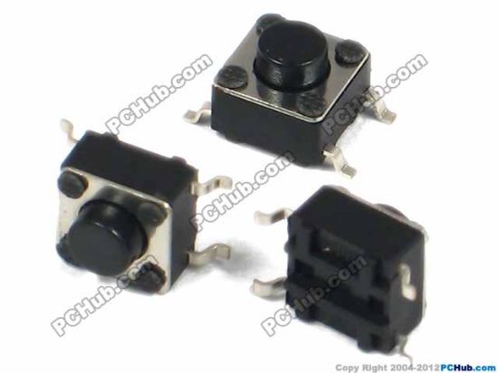 Picture of UPH Component Switch- Push Button  Tact Switch, 6x6x5mm, SMD 4 pin, Black
