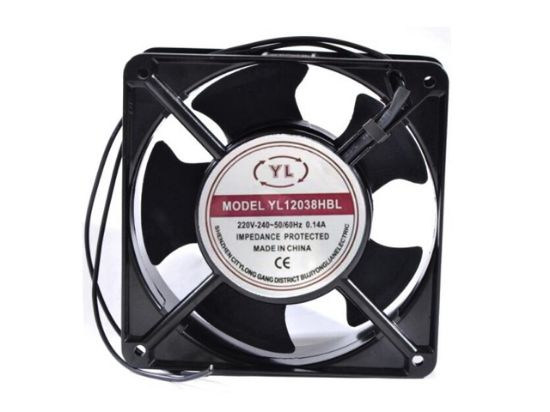 Picture of YL / YONG GANG YL12038HBL Server - Square Fan Steel, sq120x120x38, 2w, AC 240V 0.14A