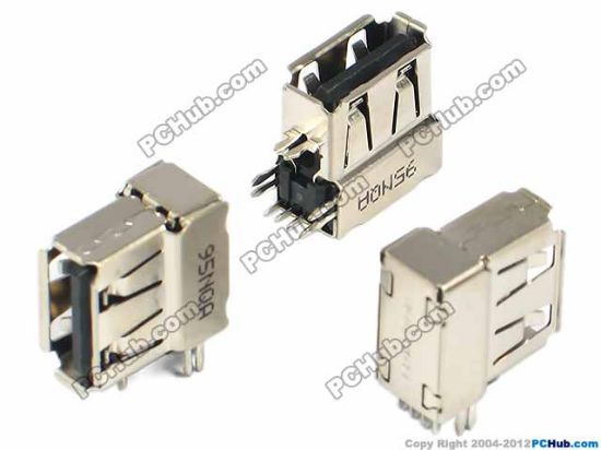 Picture of UPH Jack & Plug Jack- USB  Vertical USB Jack, Foxconn, Black plastic